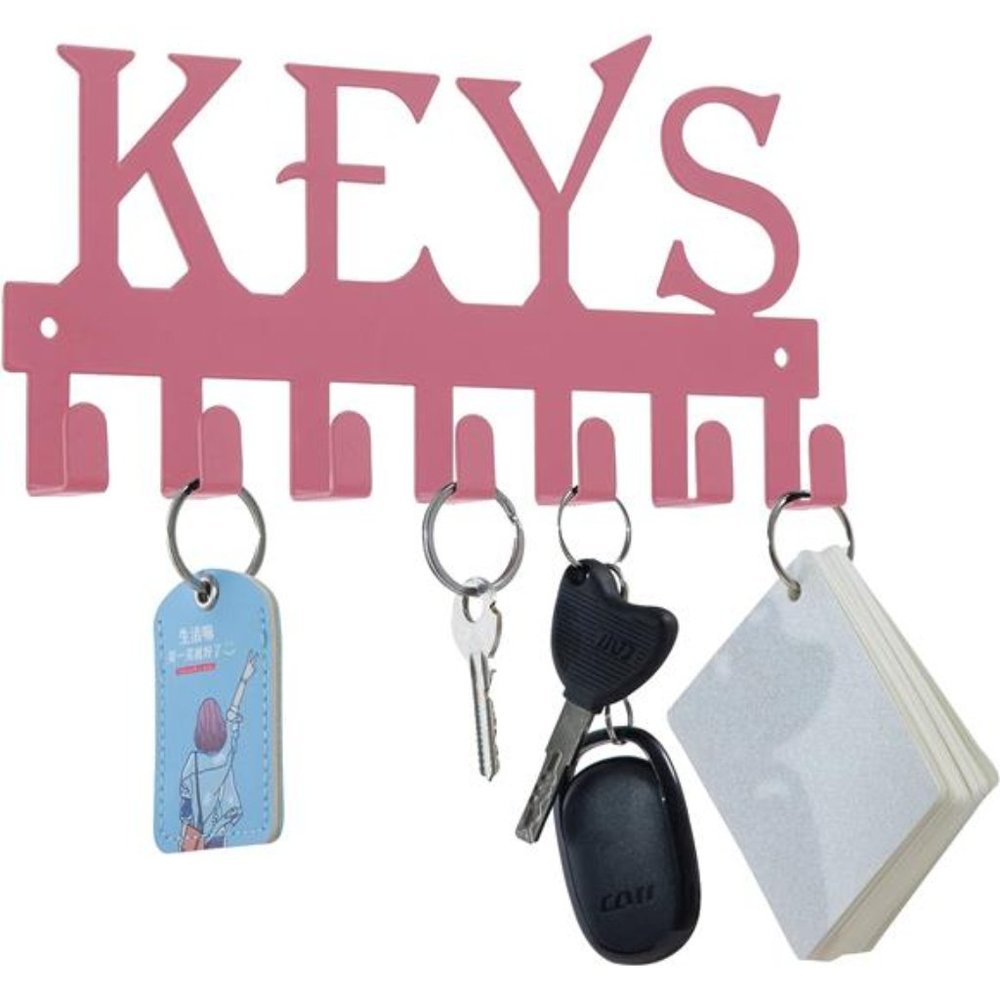 Decorative Pink Metal Keys Holder Wall Vintage Keys Hook Home Decor Decorative